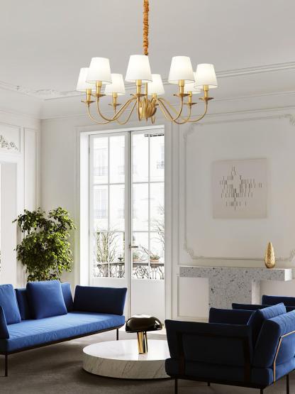 Tapered Fabric Brass Chandelier with 3/5/8 heads-Sylvia Space