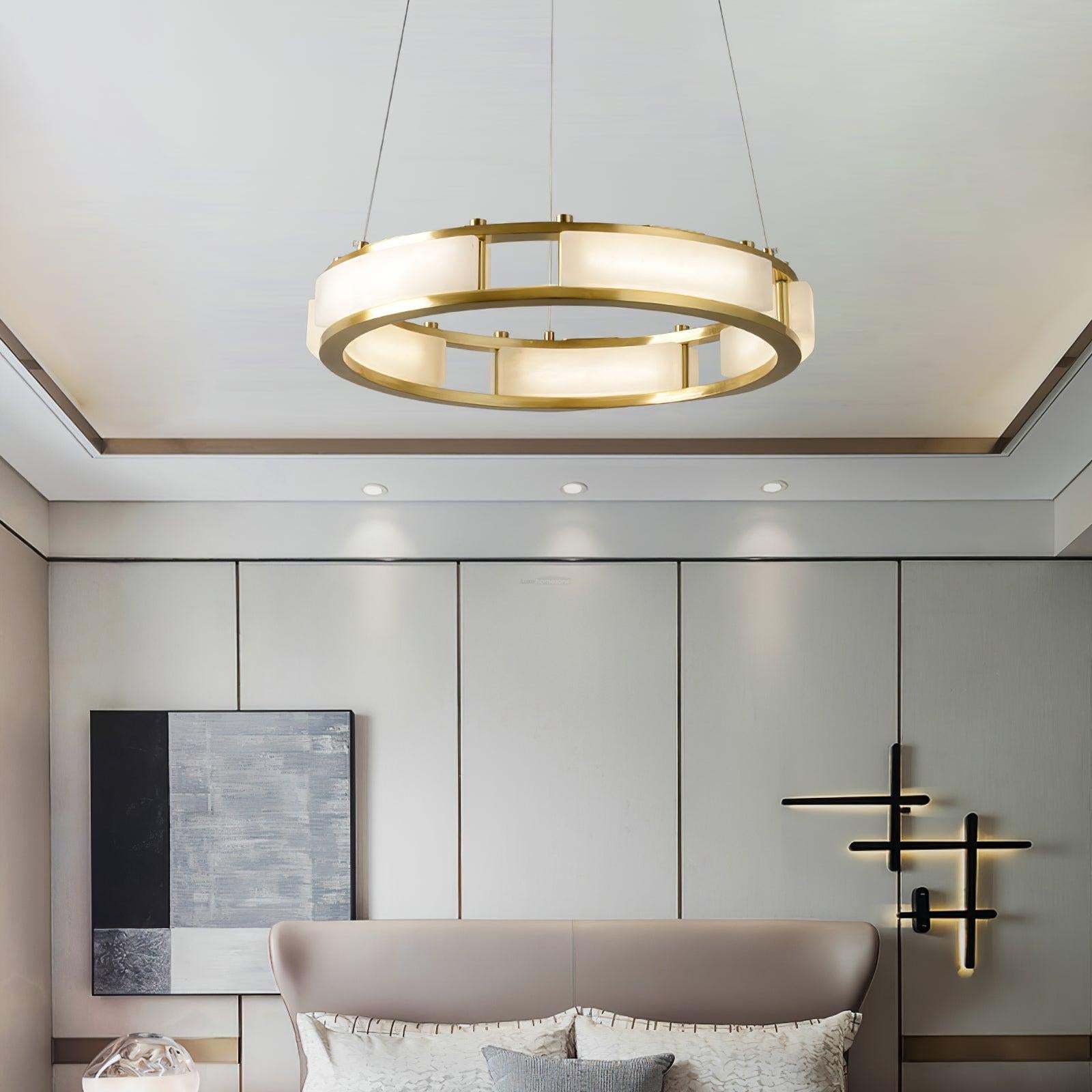 Qatar Alabaster Round Chandelier-Sylvia Space