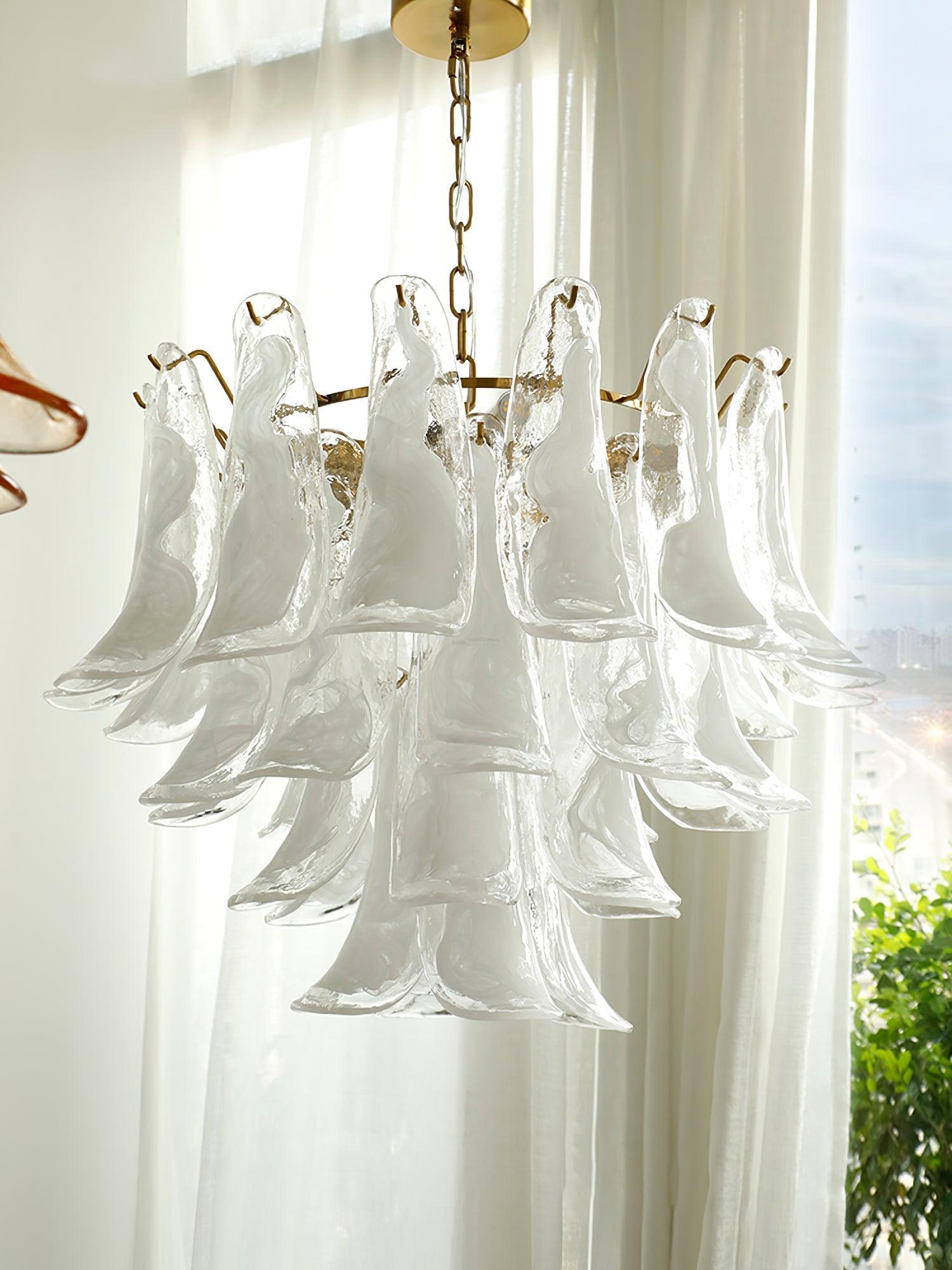 Glass Leaf Cascade Chandelier with 3/4 layer-Sylvia Space