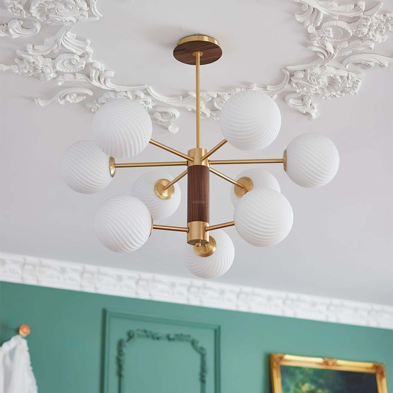 Ribbed Babble Glass Chandelier with 6/9 heads-Sylvia Space