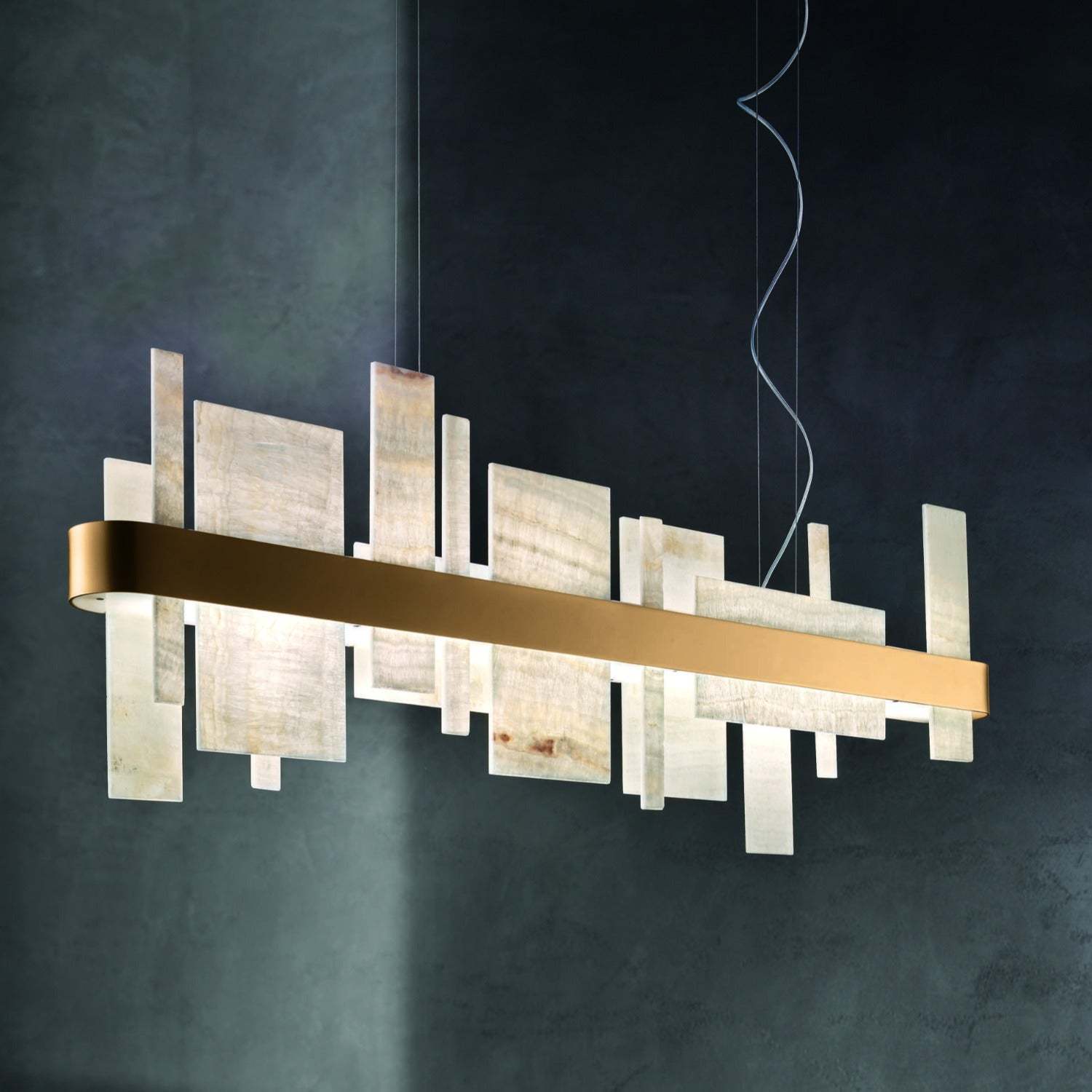 Honicé Onyx Straight Modern Brass Chandeliers [4 Sizes] - Masiero-Sylvia Space