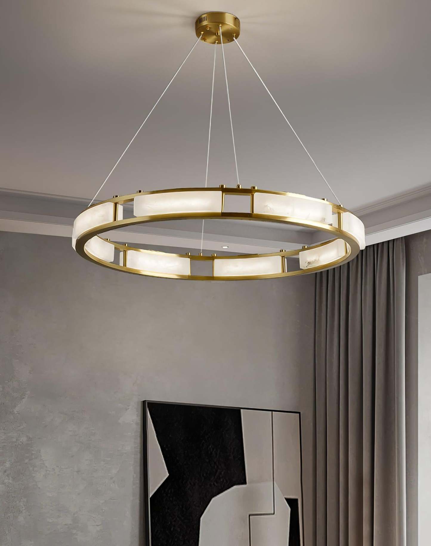 Qatar Alabaster Round Chandelier-Sylvia Space