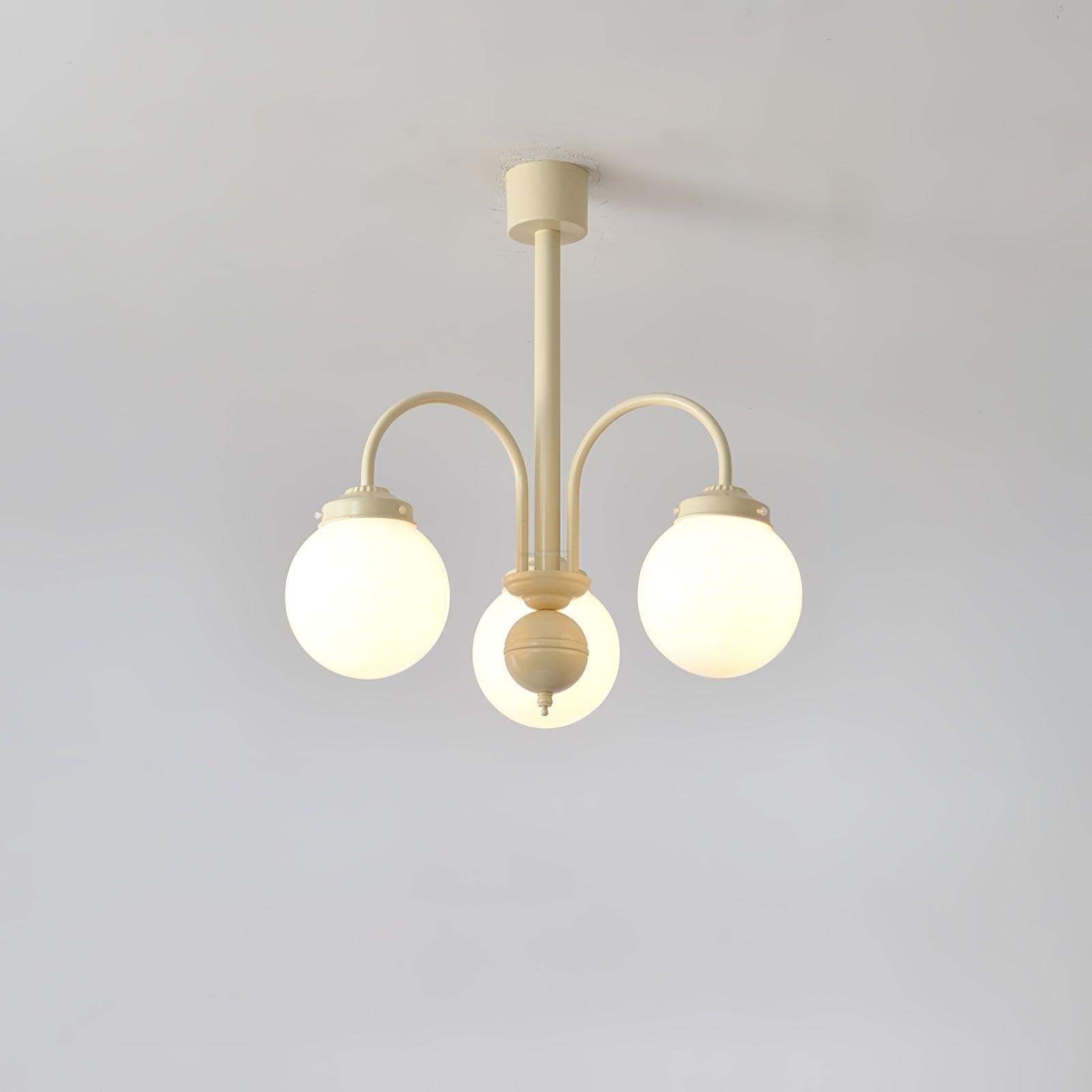 Cream Glass Sphere Chandelier with 4/5/6 heads-Sylvia Space