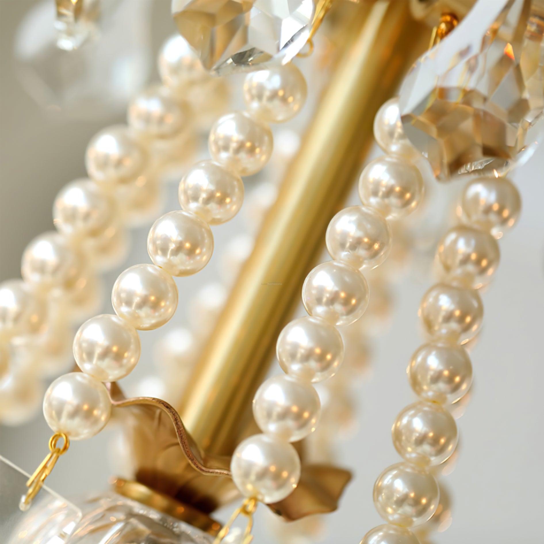 Crystal Pearl Candle Chandelier-Sylvia Space