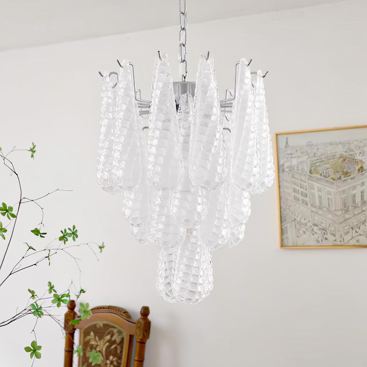 Grid Glass Style Waterfall Chandelier-Sylvia Space