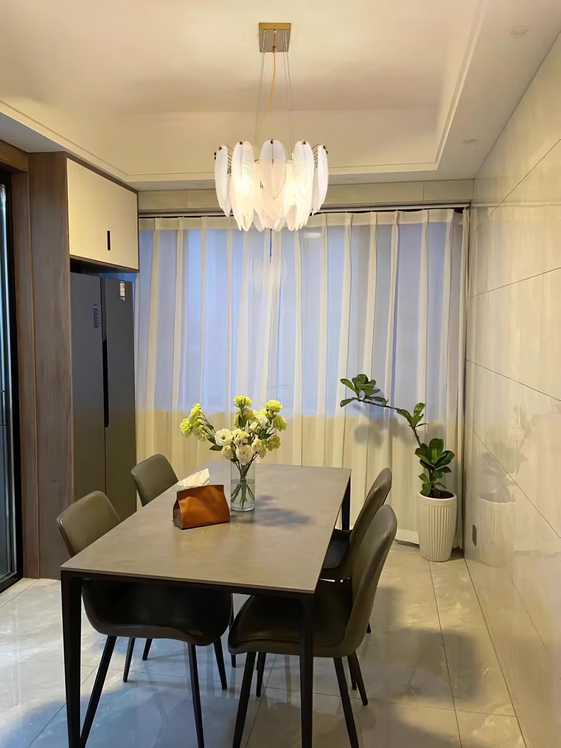 Glass Feather Style Chandelier-Sylvia Space