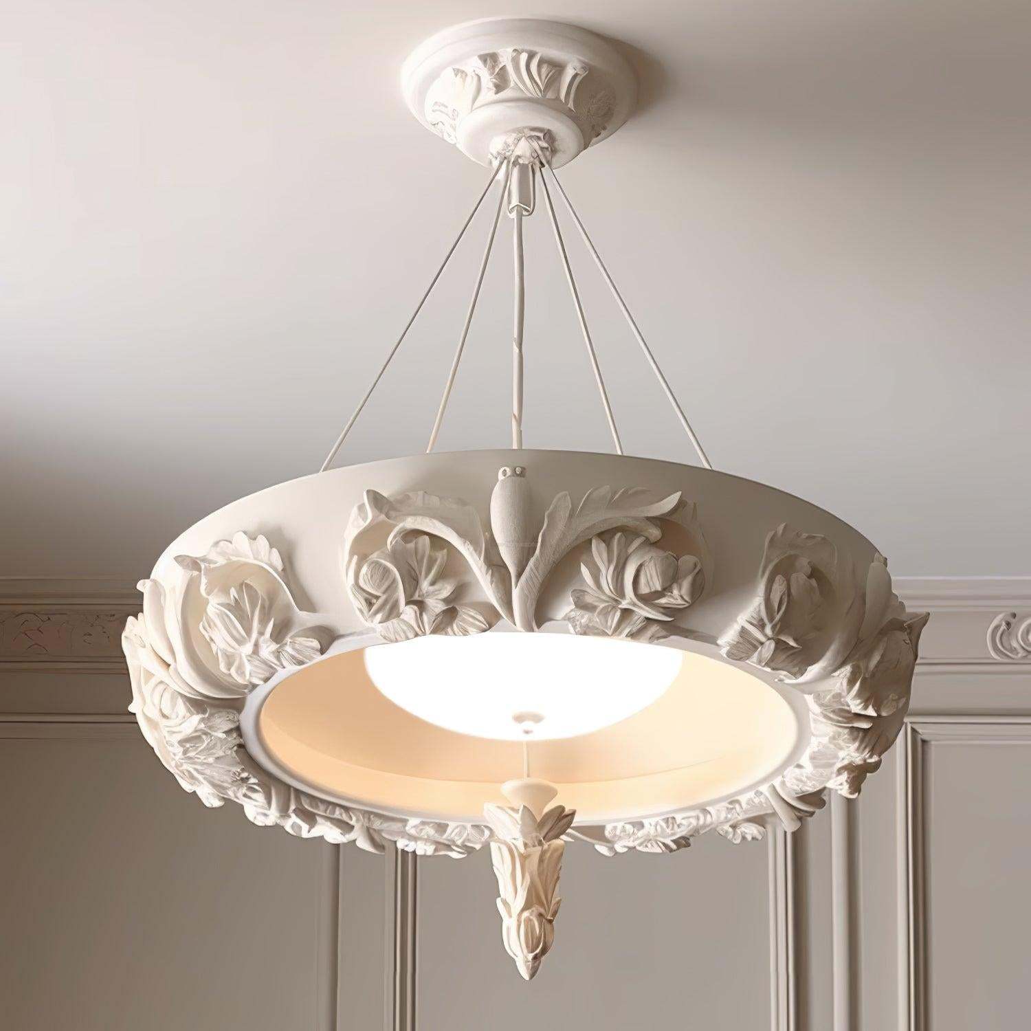 Artistic Carved Plaster Chandelier ∅ 23.6″~∅ 31.5″-Sylvia Space
