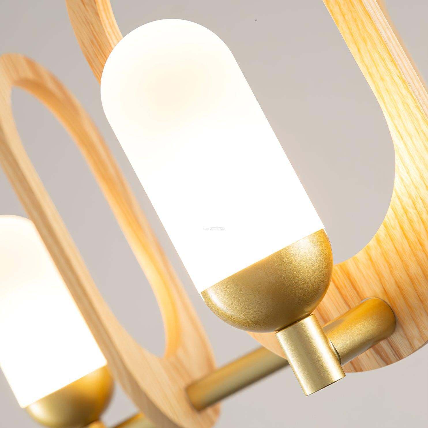 Wood Art Halo Chandelier with 3/5 heads-Sylvia Space