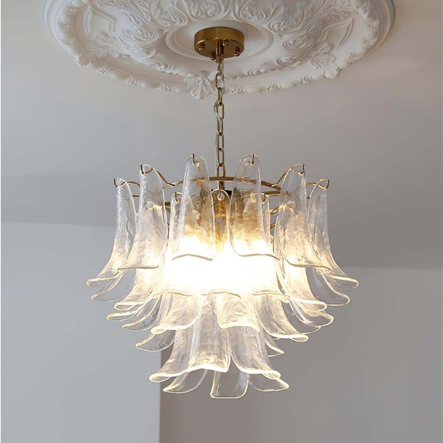 Glass Leaf Cascade Chandelier with 3/4 layer-Sylvia Space