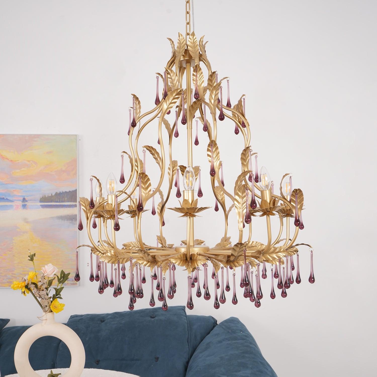Amethyst Drops Crystal Chandelier with 6/8 heads-Sylvia Space