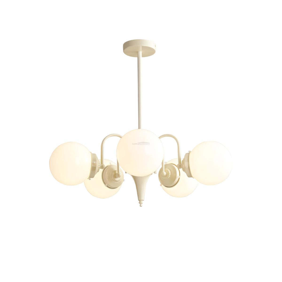 Cream Glass Ball Chandelier ∅ 19.7″-Sylvia Space