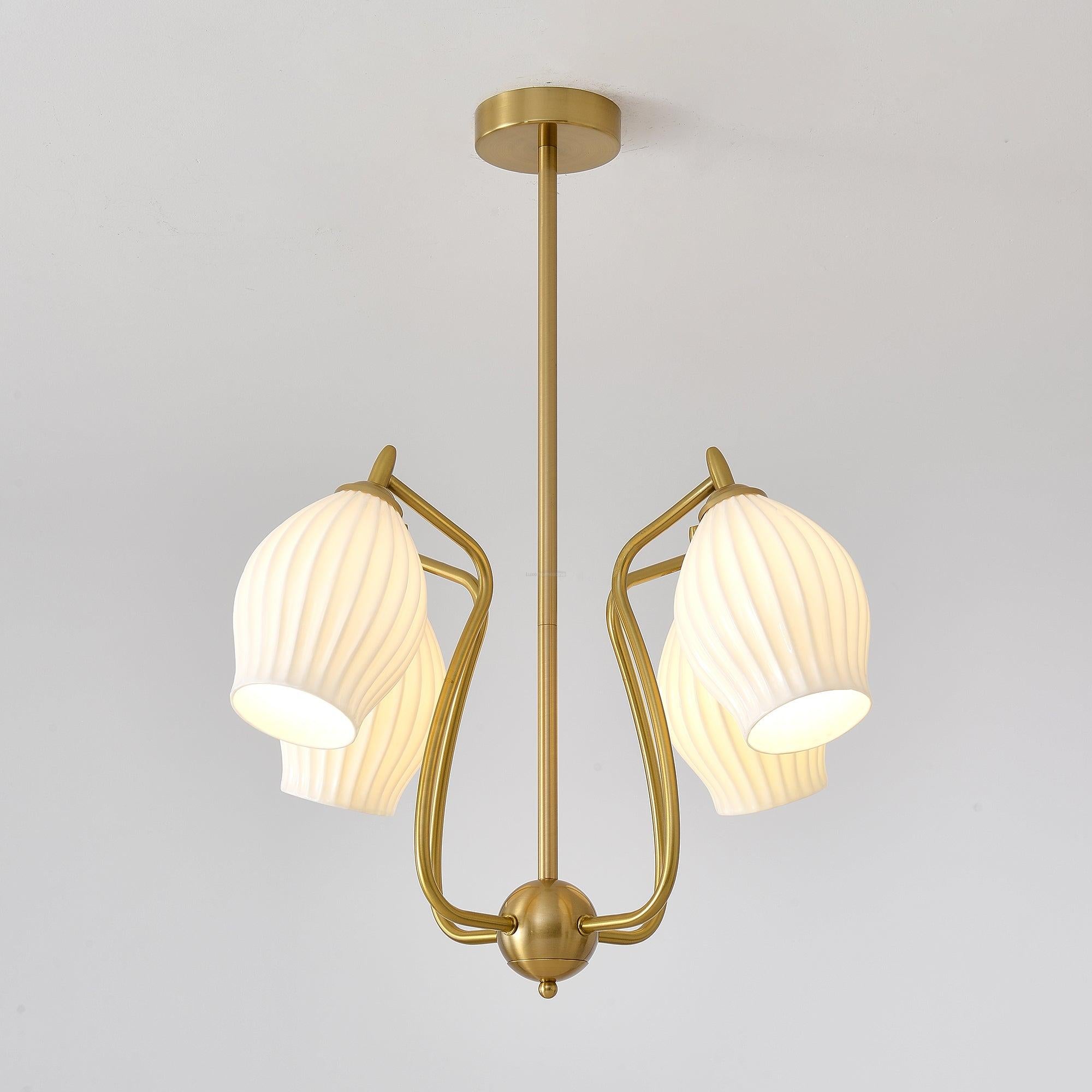 Ceramic Ribbed Chandelier with 4/6/8 heads-Sylvia Space