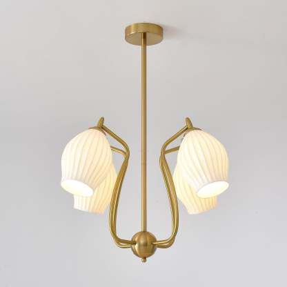 Ceramic Ribbed Chandelier with 4/6/8 heads-Sylvia Space