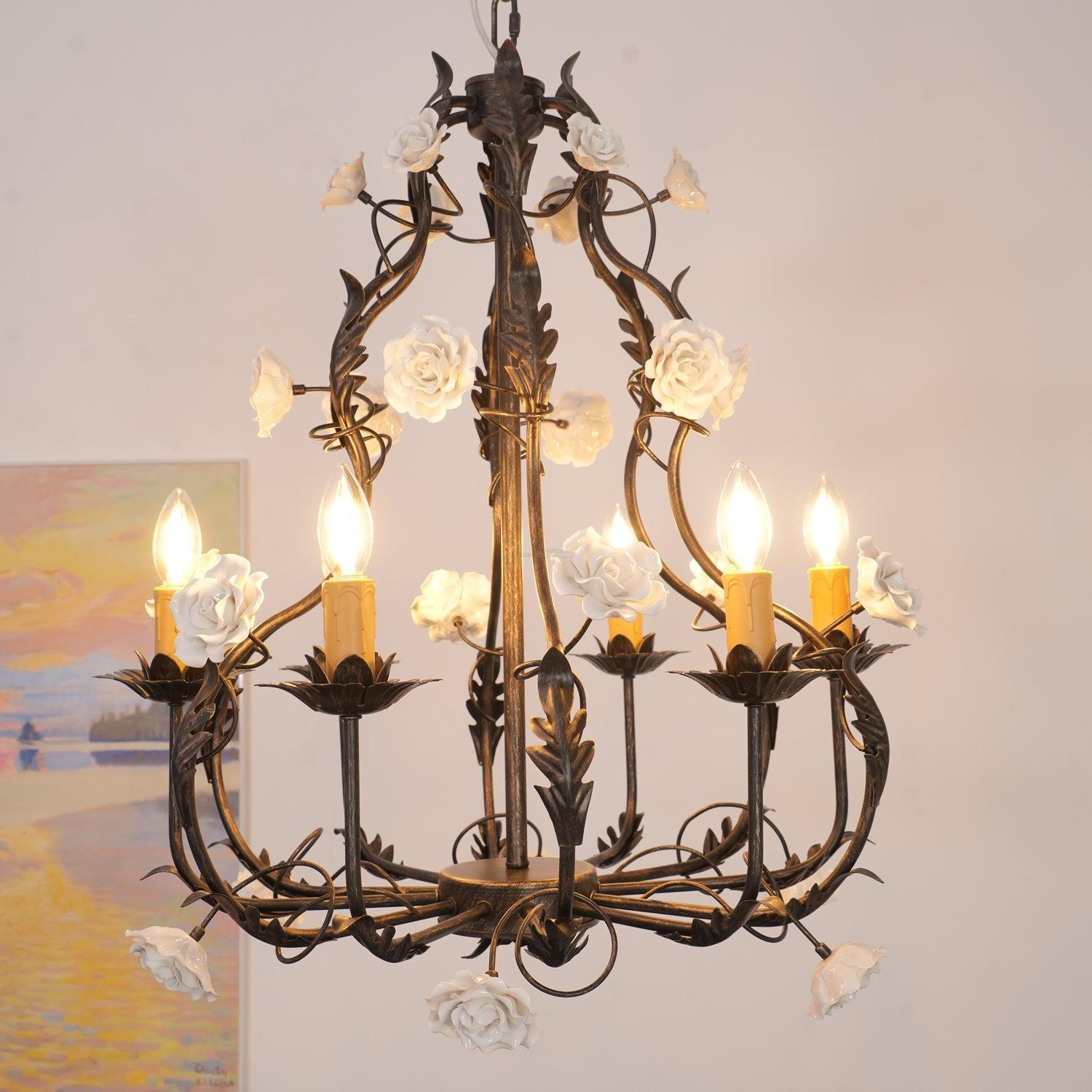 Florentine Rose Garden Chandelier with 5/6 heads-Sylvia Space