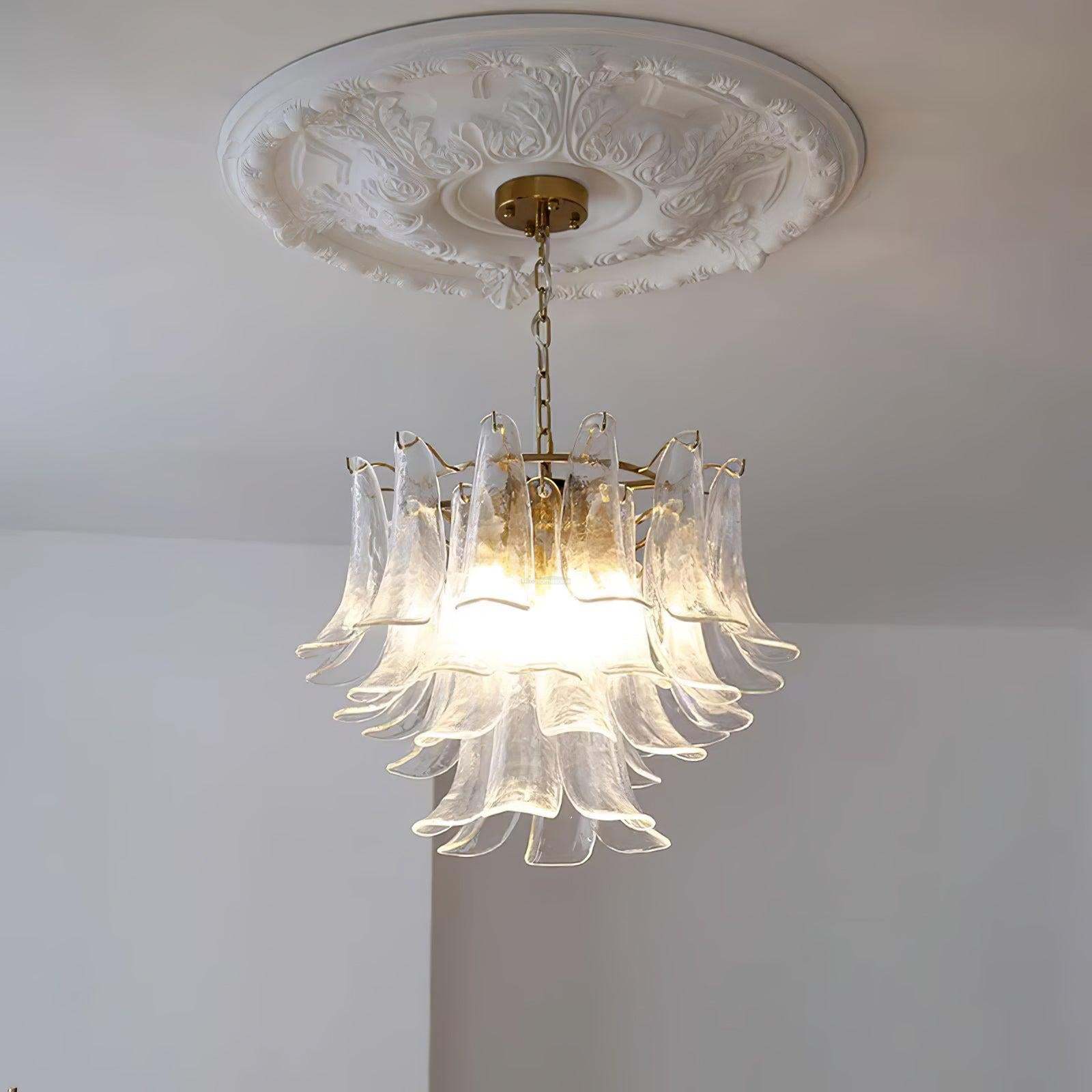 Glass Leaf Cascade Chandelier with 3/4 layer-Sylvia Space