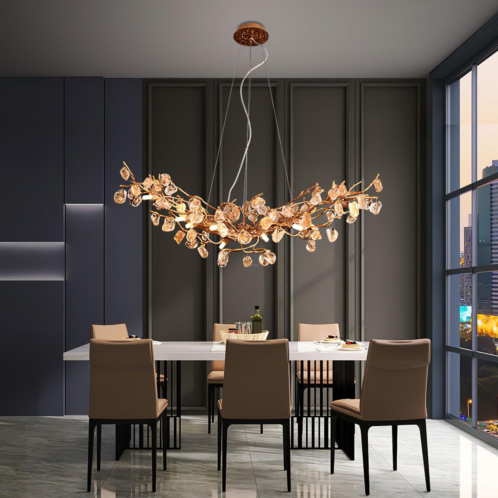 Stone Crystal Brass Chandelier  ∅ 5.1″-Sylvia Space
