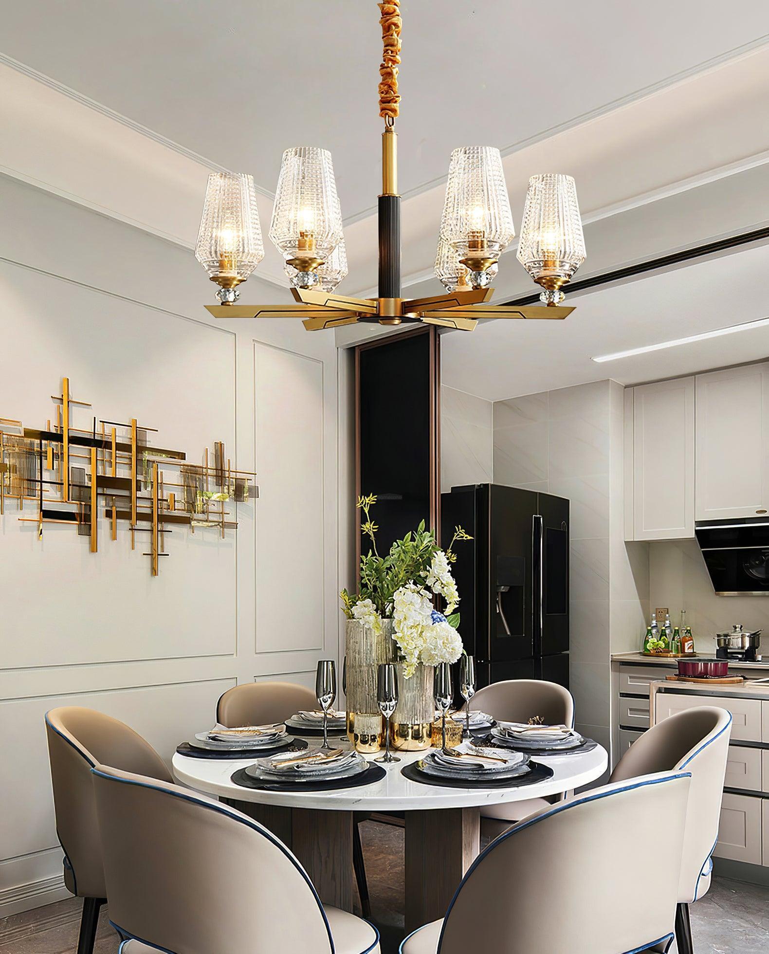 Orrefors Brass Chandelier Φ 25.2″-Sylvia Space