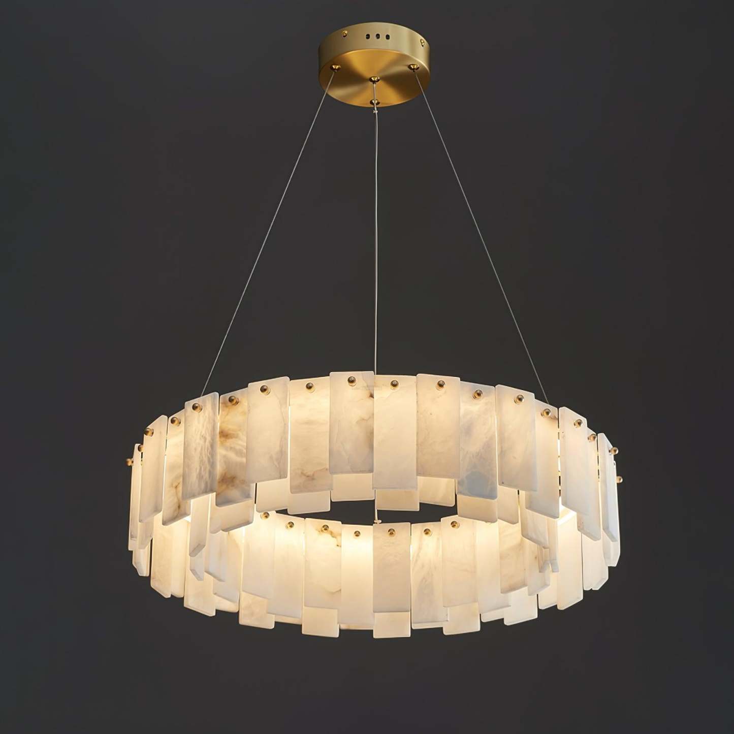 Celestial Alabaster Round/Square Chandelier-Sylvia Space