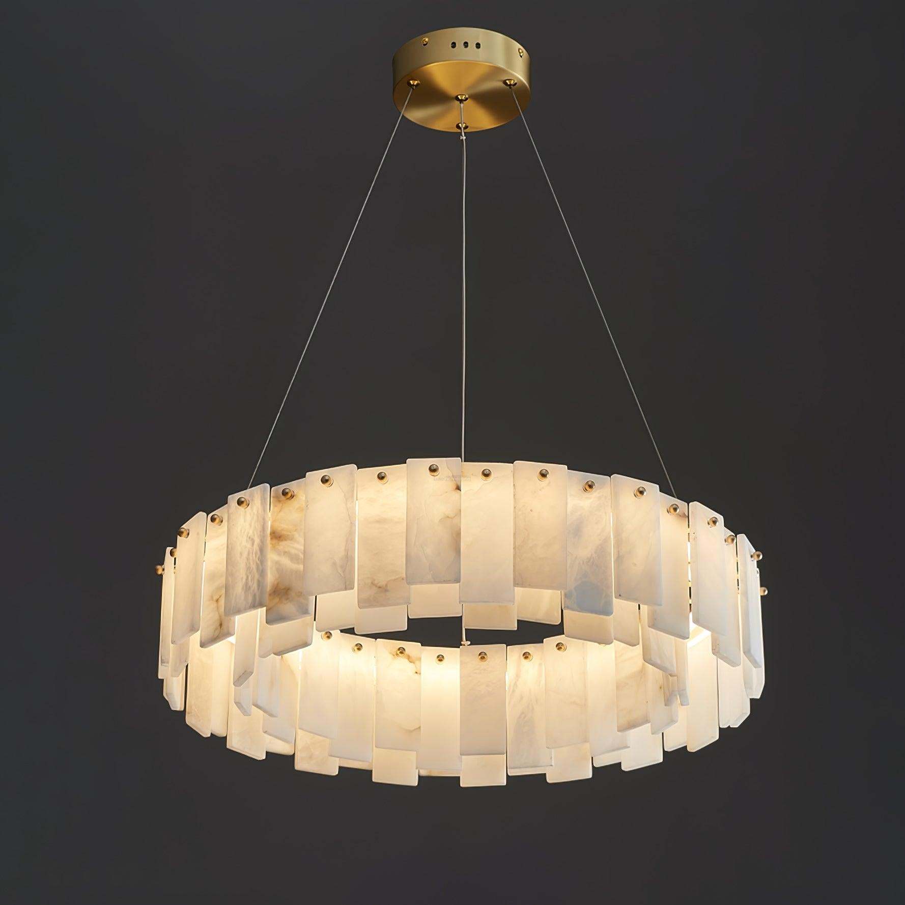 Celestial Alabaster Round/Square Chandelier-Sylvia Space
