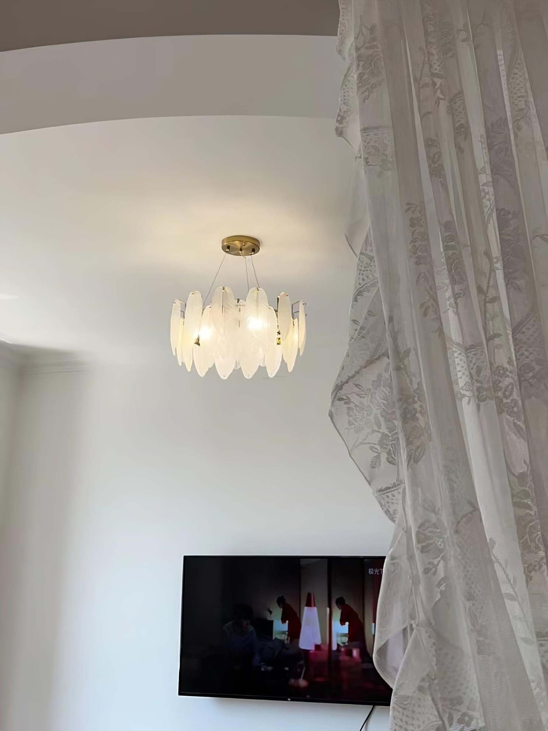 Glass Feather Style Chandelier-Sylvia Space