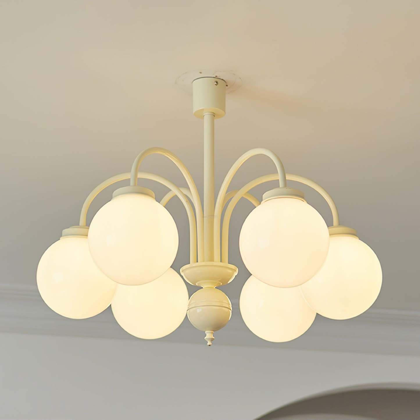Cream Glass Sphere Chandelier with 4/5/6 heads-Sylvia Space