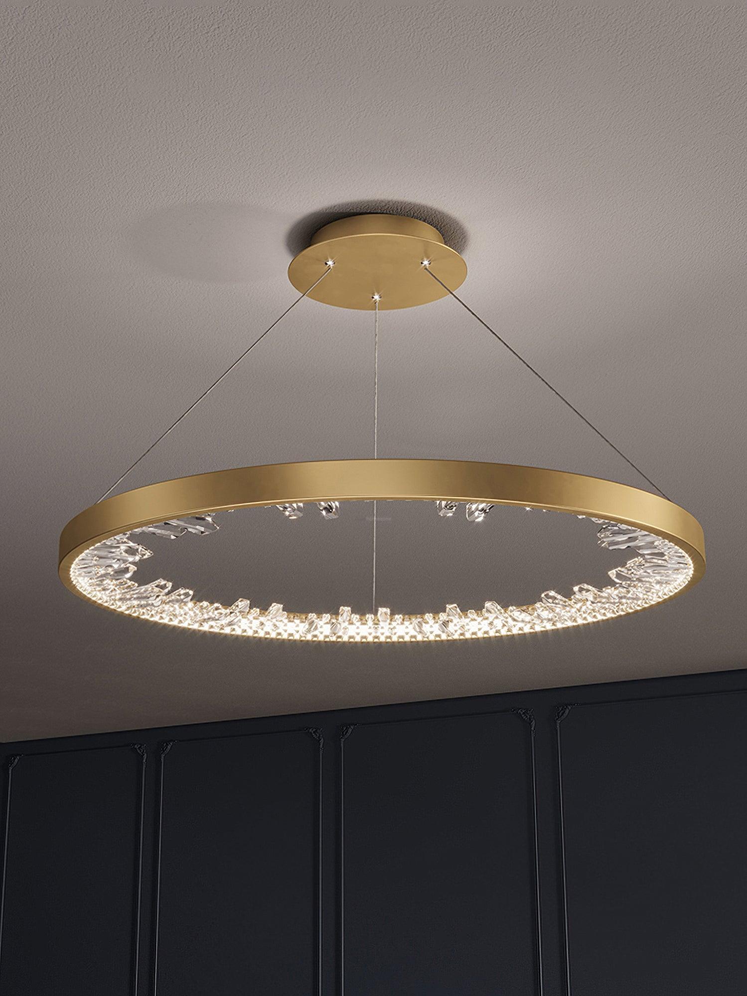 Luxury Circle Crystal Chandelier ∅ 15.7″-Sylvia Space