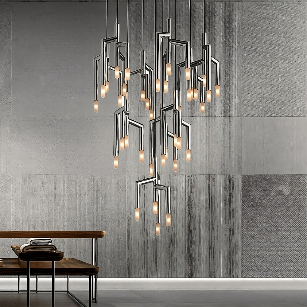 40-Light Stainless Steel Pendant Ceiling Light-Sylvia Space