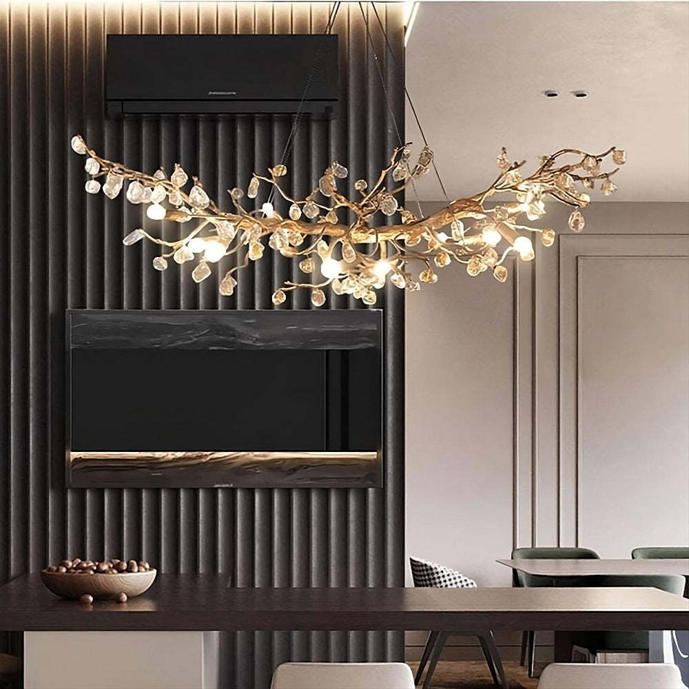 Albero Copper & Natural Crystal Stone Chandelier-Sylvia Space