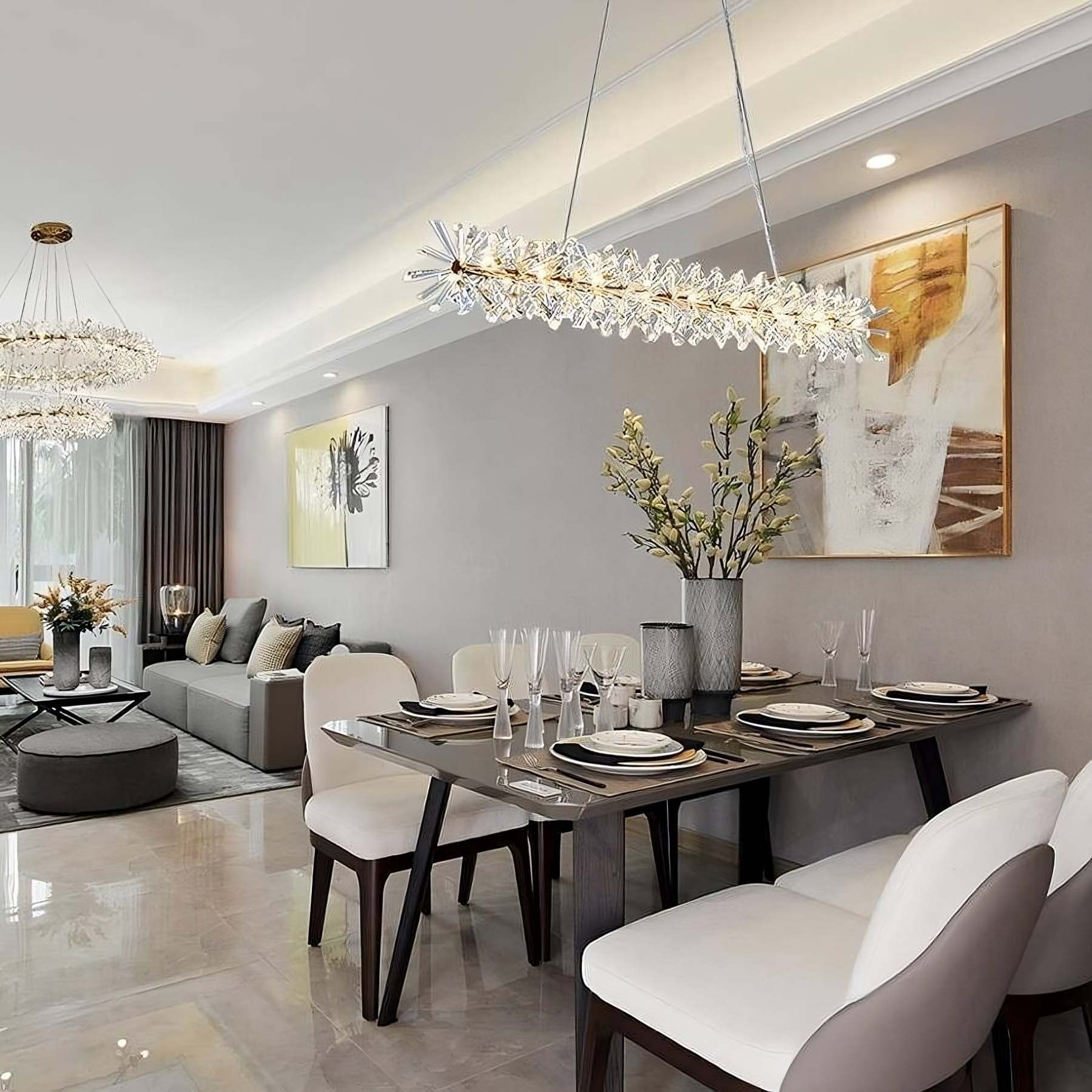 Mira 40" Crystal Dining Room Chandelier-Sylvia Space