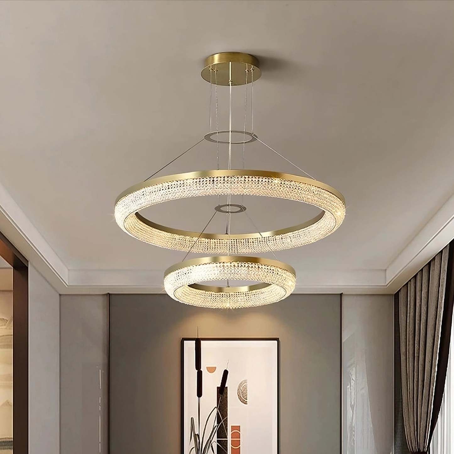 Bergamo Double Ring Crystal Chandelier-Sylvia Space
