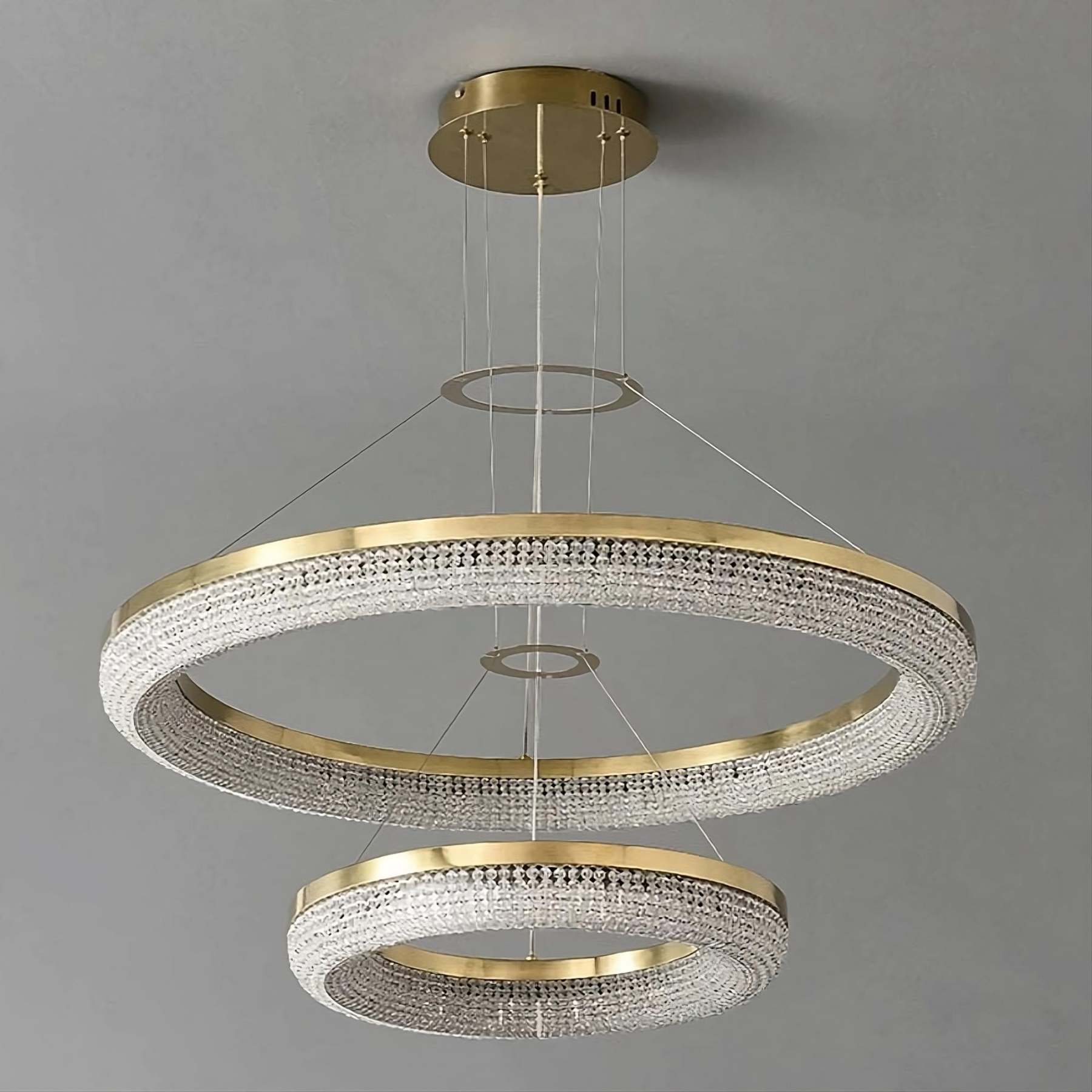 Bergamo Double Ring Crystal Chandelier-Sylvia Space