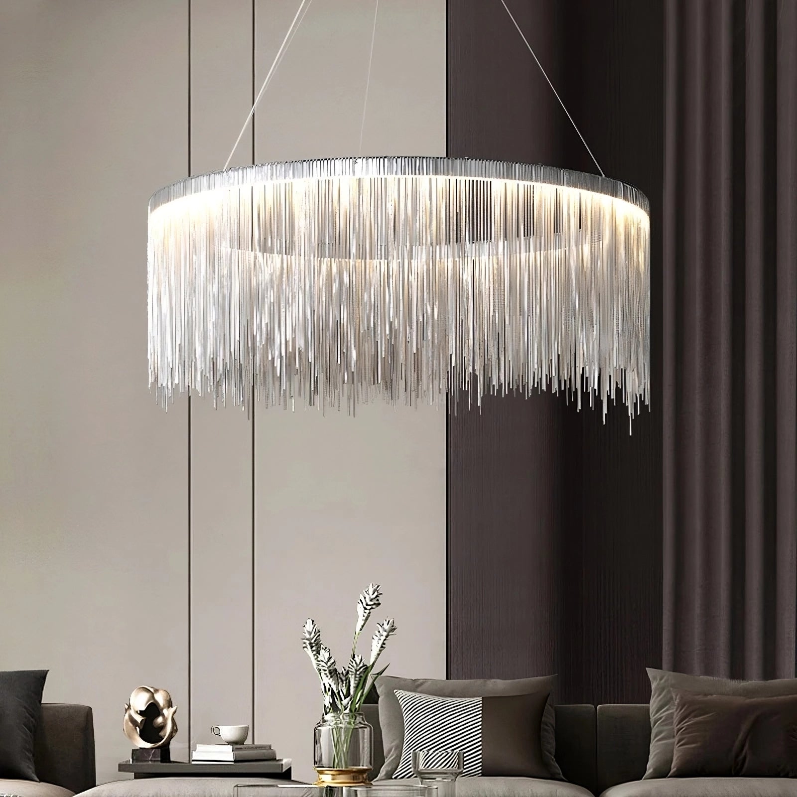 Cadena Stainless Steel Chandelier-Sylvia Space