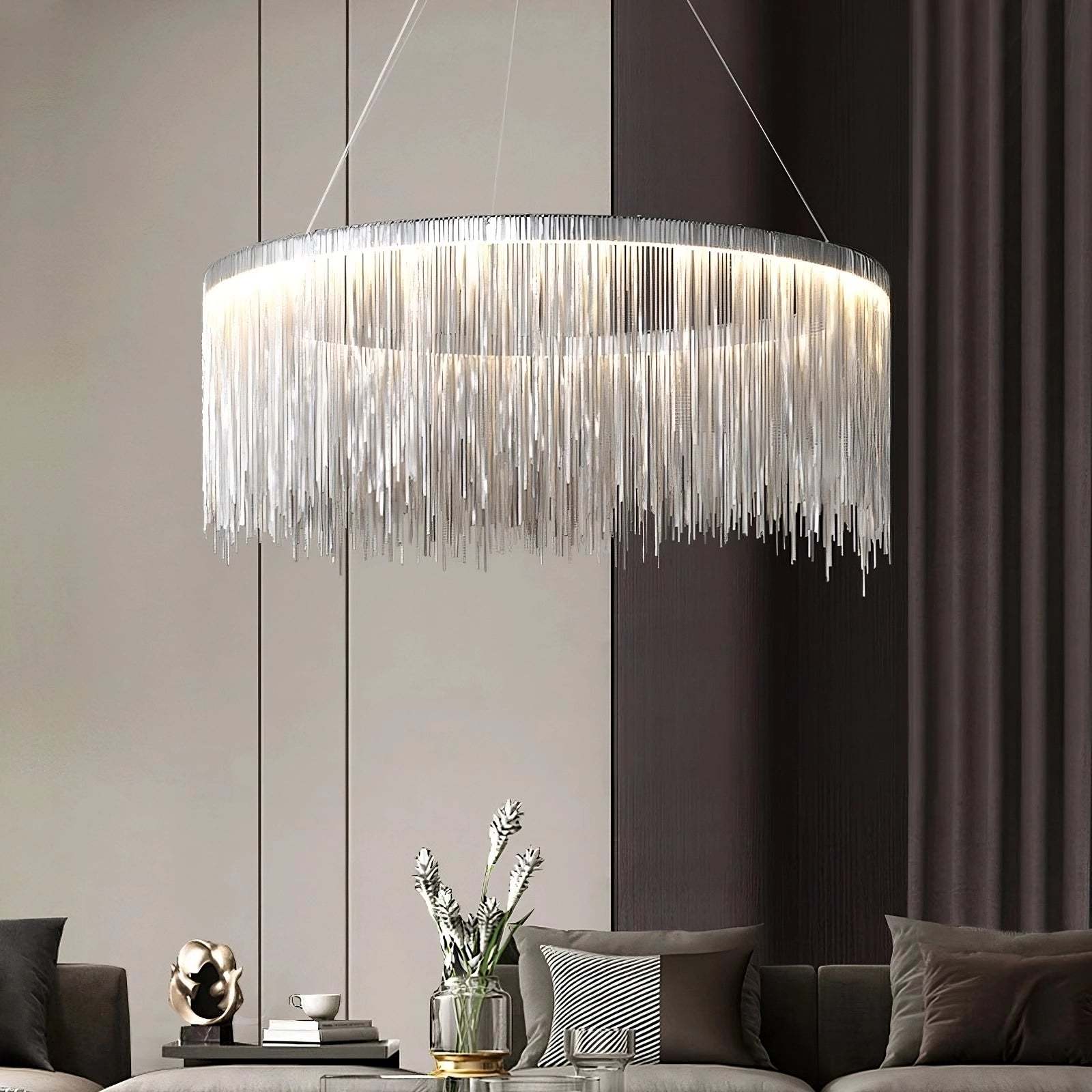Cadena Stainless Steel Chandelier-Sylvia Space