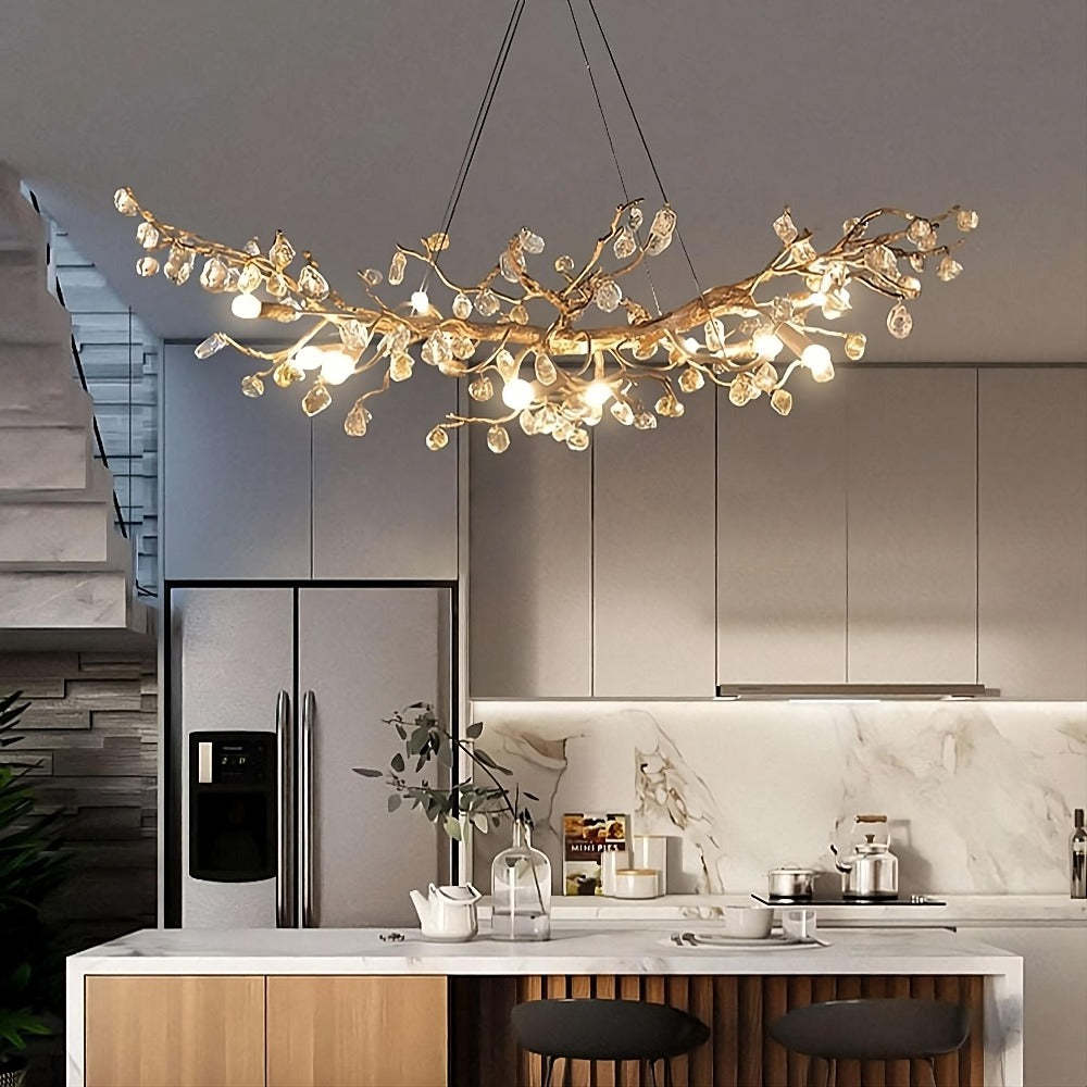 Albero Copper & Natural Crystal Stone Chandelier-Sylvia Space