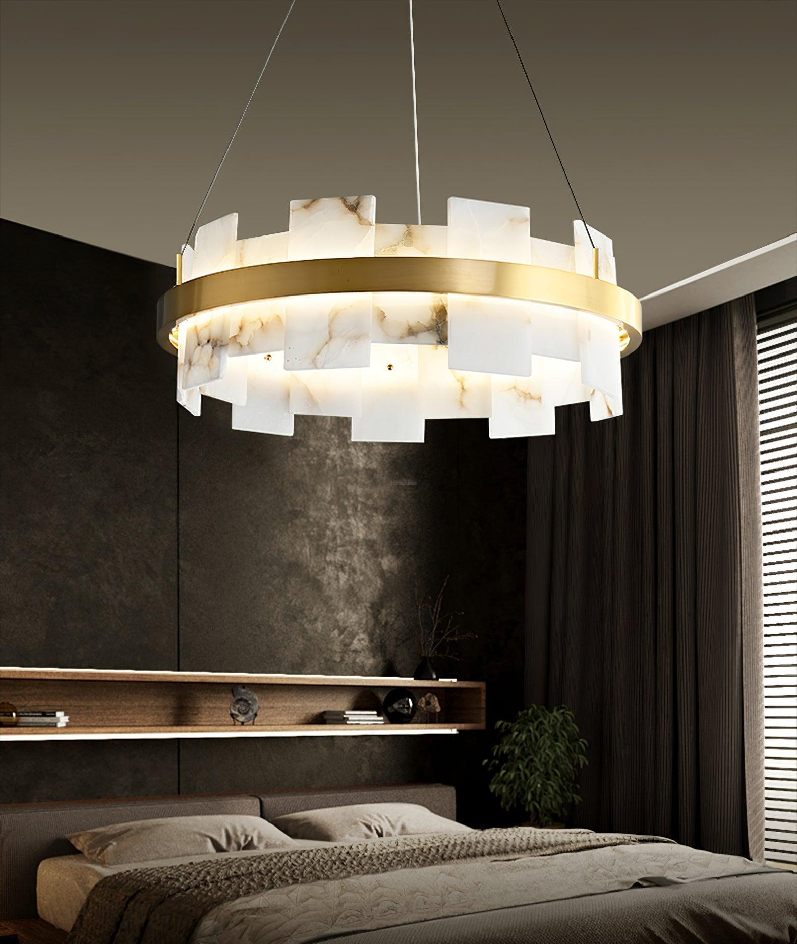 Alabaster Halo Chandelier Φ 23.6″/Φ 31.5''-Sylvia Space