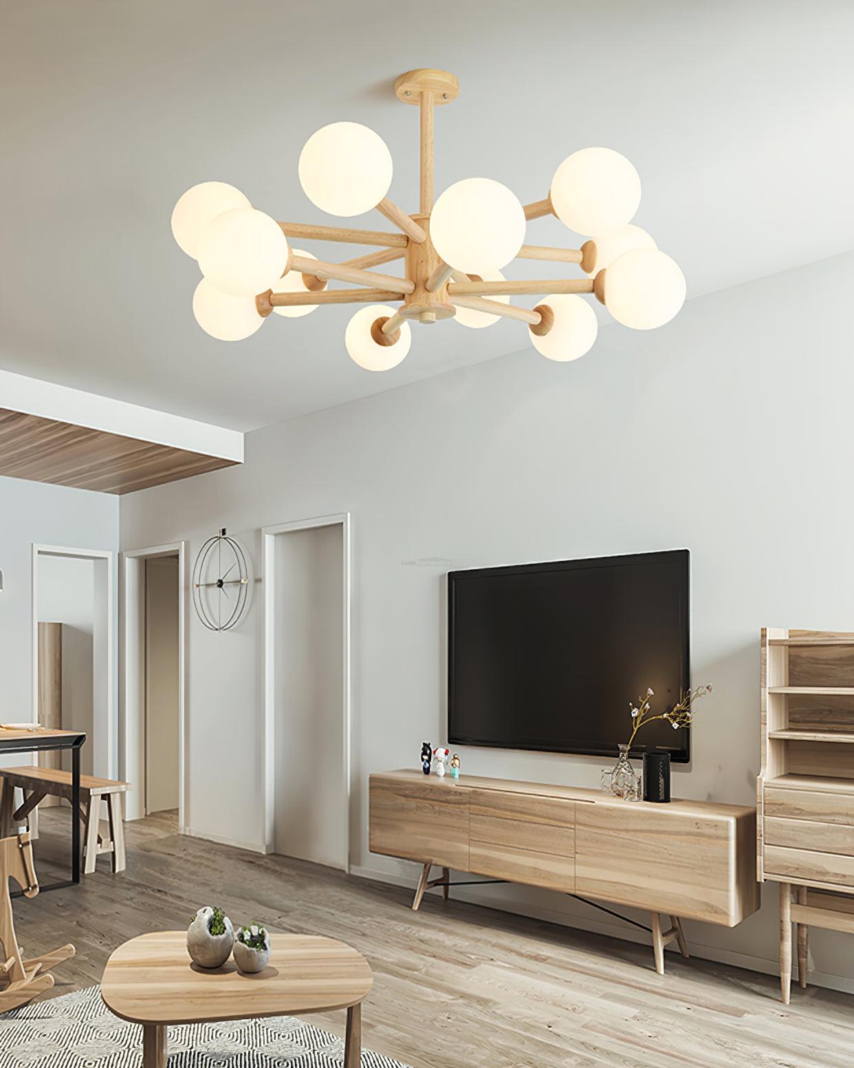 Kozan Wooden Chandelier with 6/8/10/12 heads-Sylvia Space