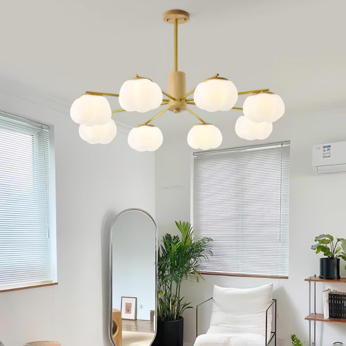Wooden Cotton Balls Chandelier with 5/8 lamps-Sylvia Space