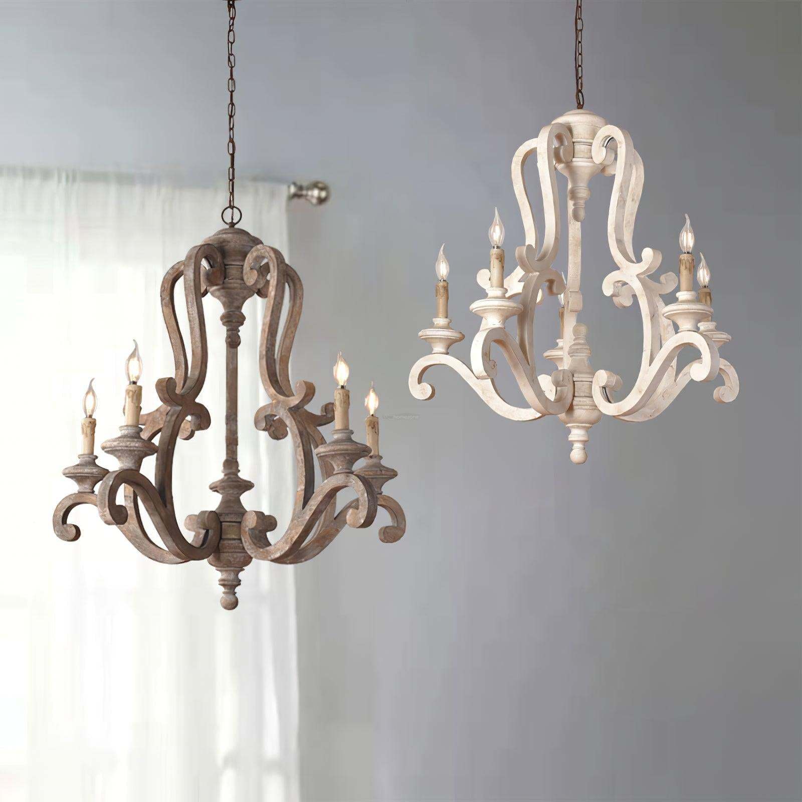 Parrotuncle Wooden Candle Chandelier Φ 23.6″-Sylvia Space