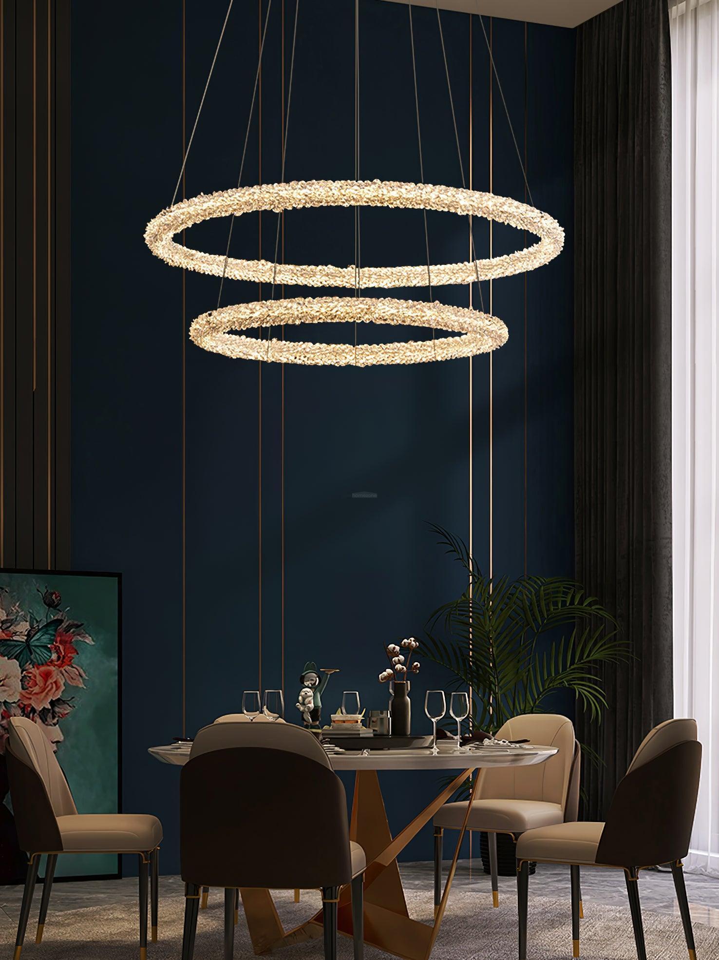 Crystal Ring Chandeliers-Sylvia Space