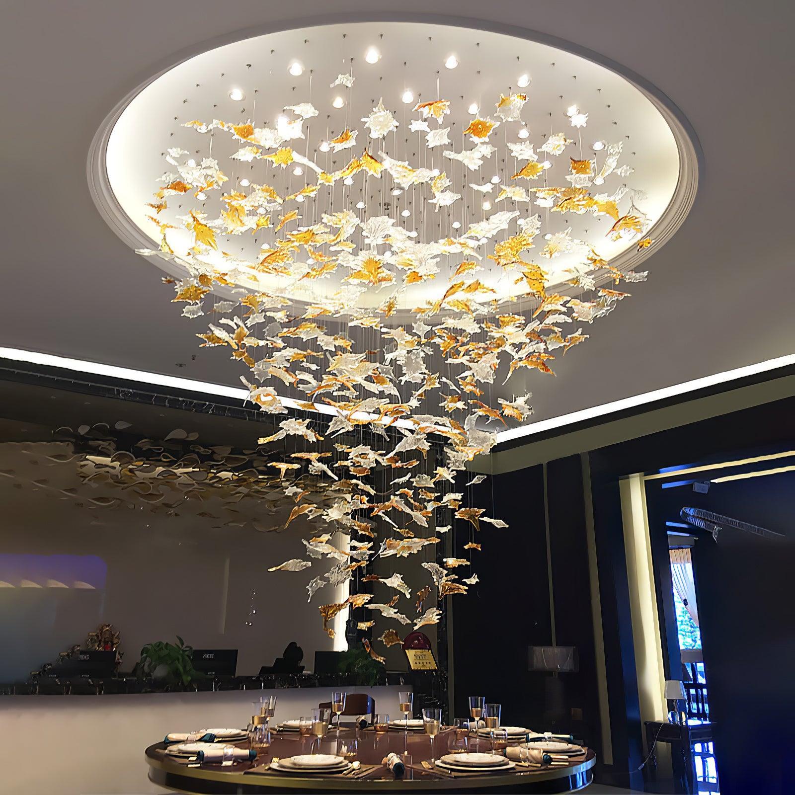 Multicolor Maple Leaf Chandelier-Sylvia Space