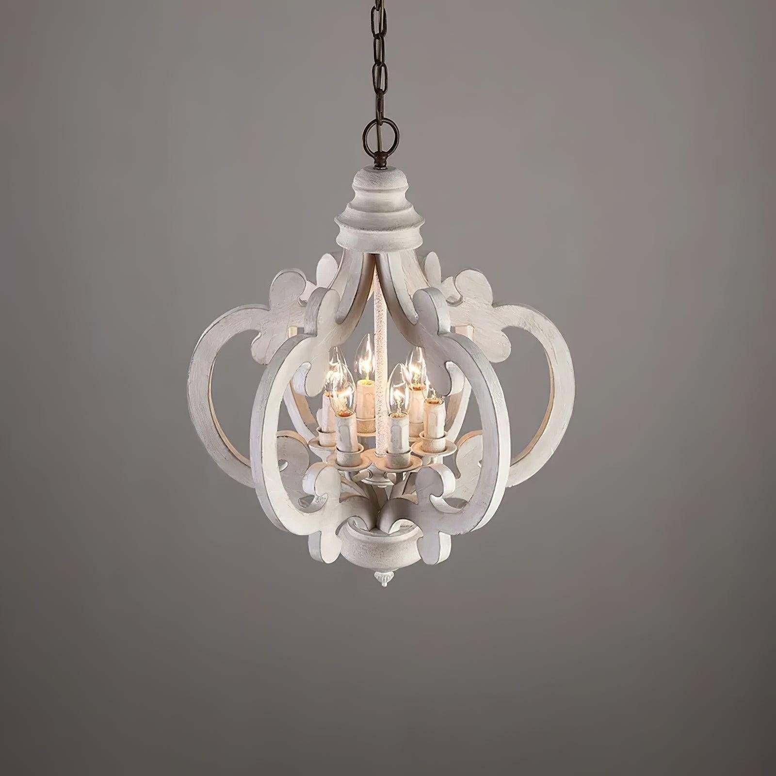 Antique White Style Chandelier Φ 19.7″-Sylvia Space