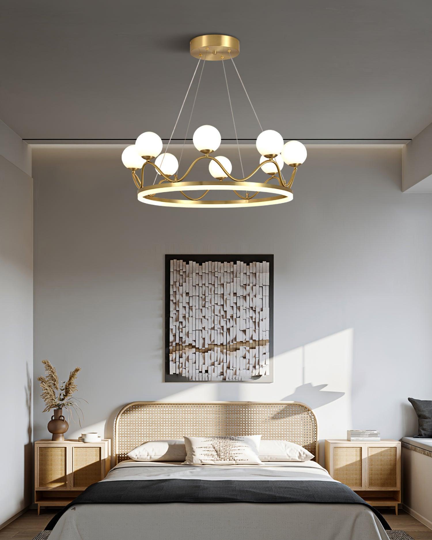 Crown Brass Round Chandelier-Sylvia Space