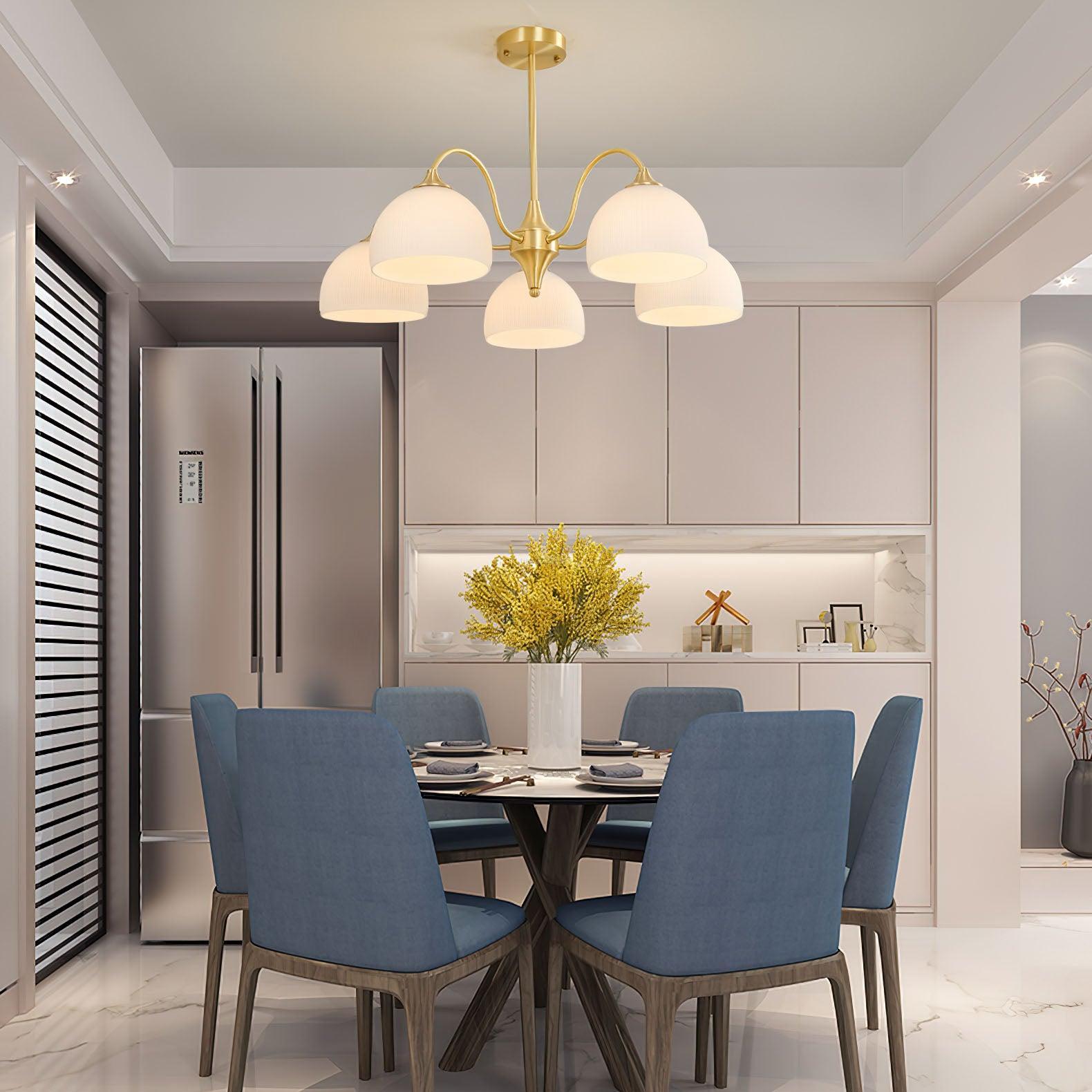 Striped Glass Bowl Chandelier with 5/6/8/10 heads-Sylvia Space