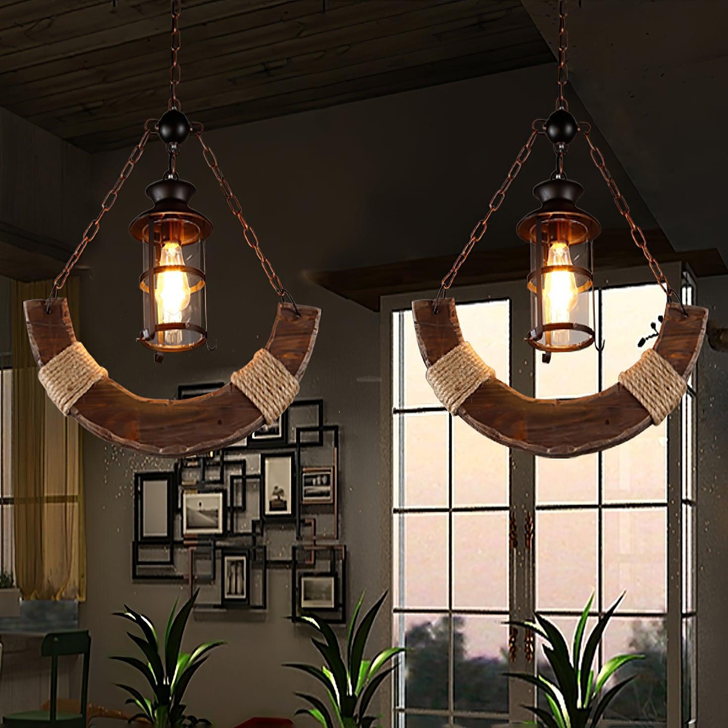Nautical Industrial Style Wooden Chandelier with 1/3/6/8 heads-Sylvia Space