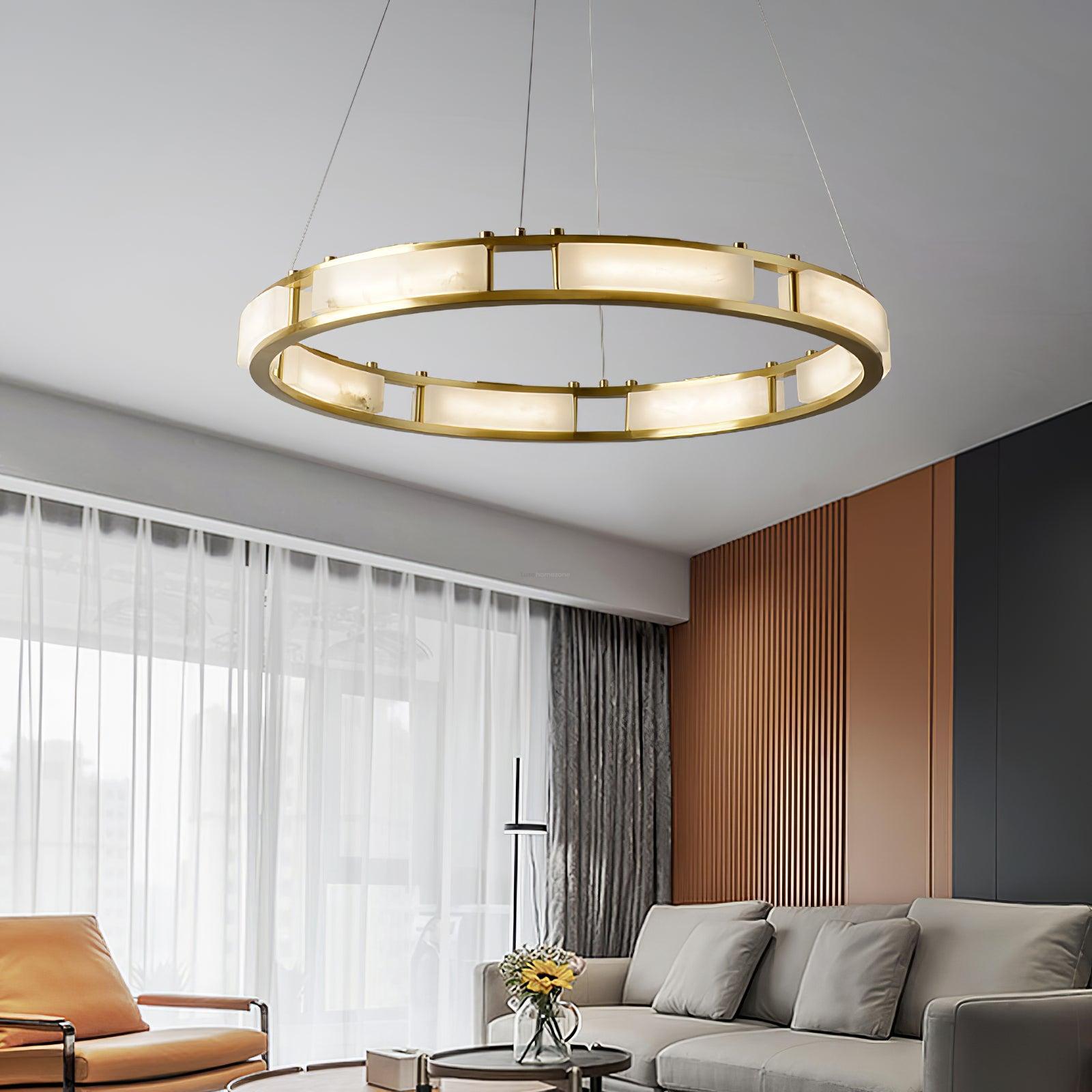 Qatar Alabaster Round Chandelier-Sylvia Space