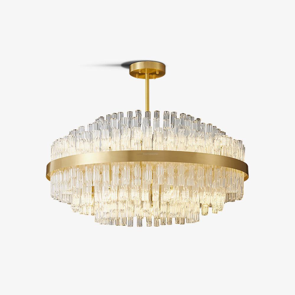 Gold & Clear Rod Round/Long canopy Chandelier-Sylvia Space