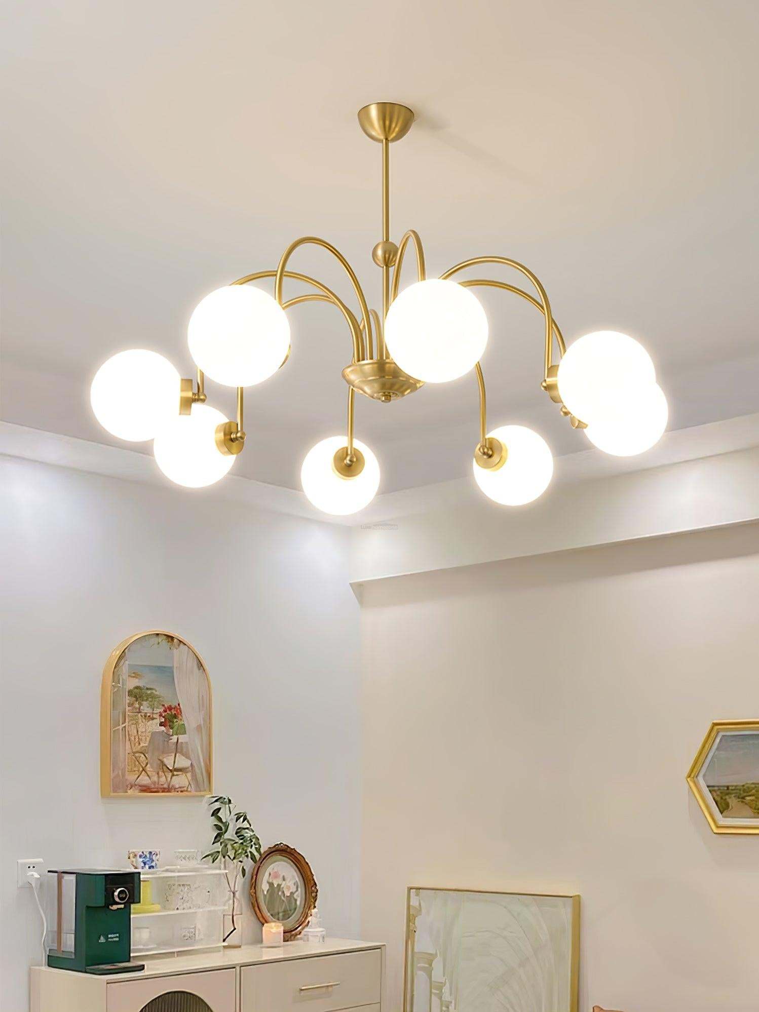 Yisu Brass Chandelier with 3/6/8 heads-Sylvia Space