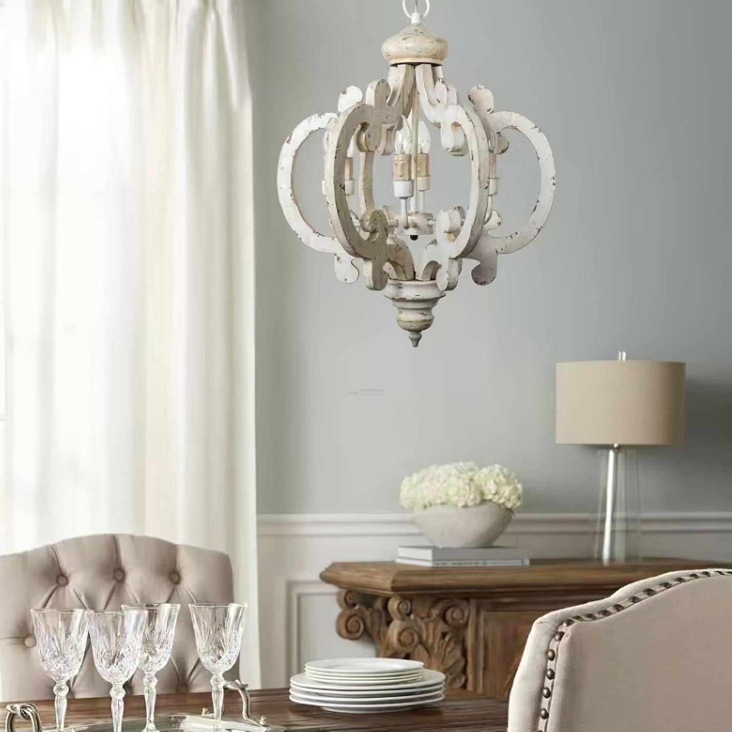 Antique White Style Chandelier Φ 19.7″-Sylvia Space