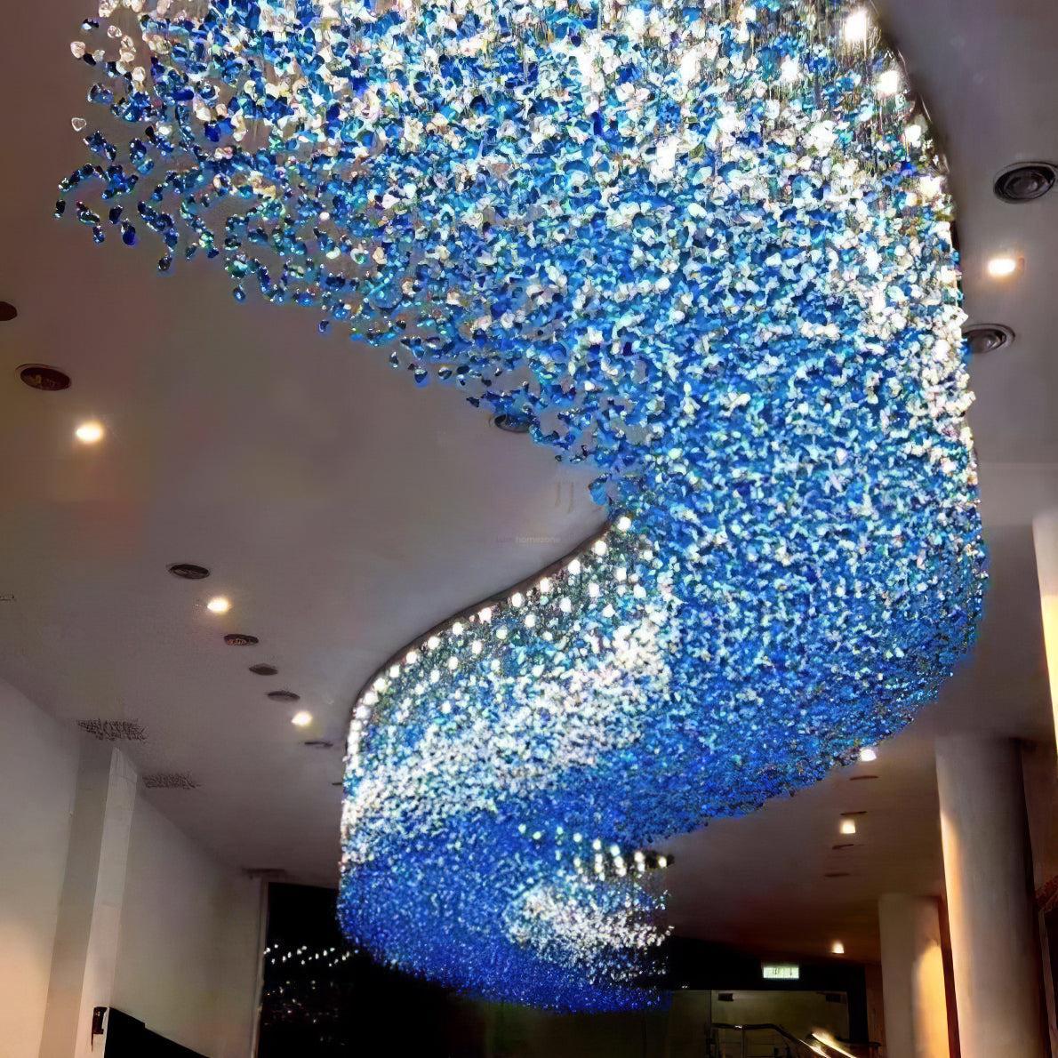 Multicolor Crystal Stone Round/Long canopy Chandelier-Sylvia Space