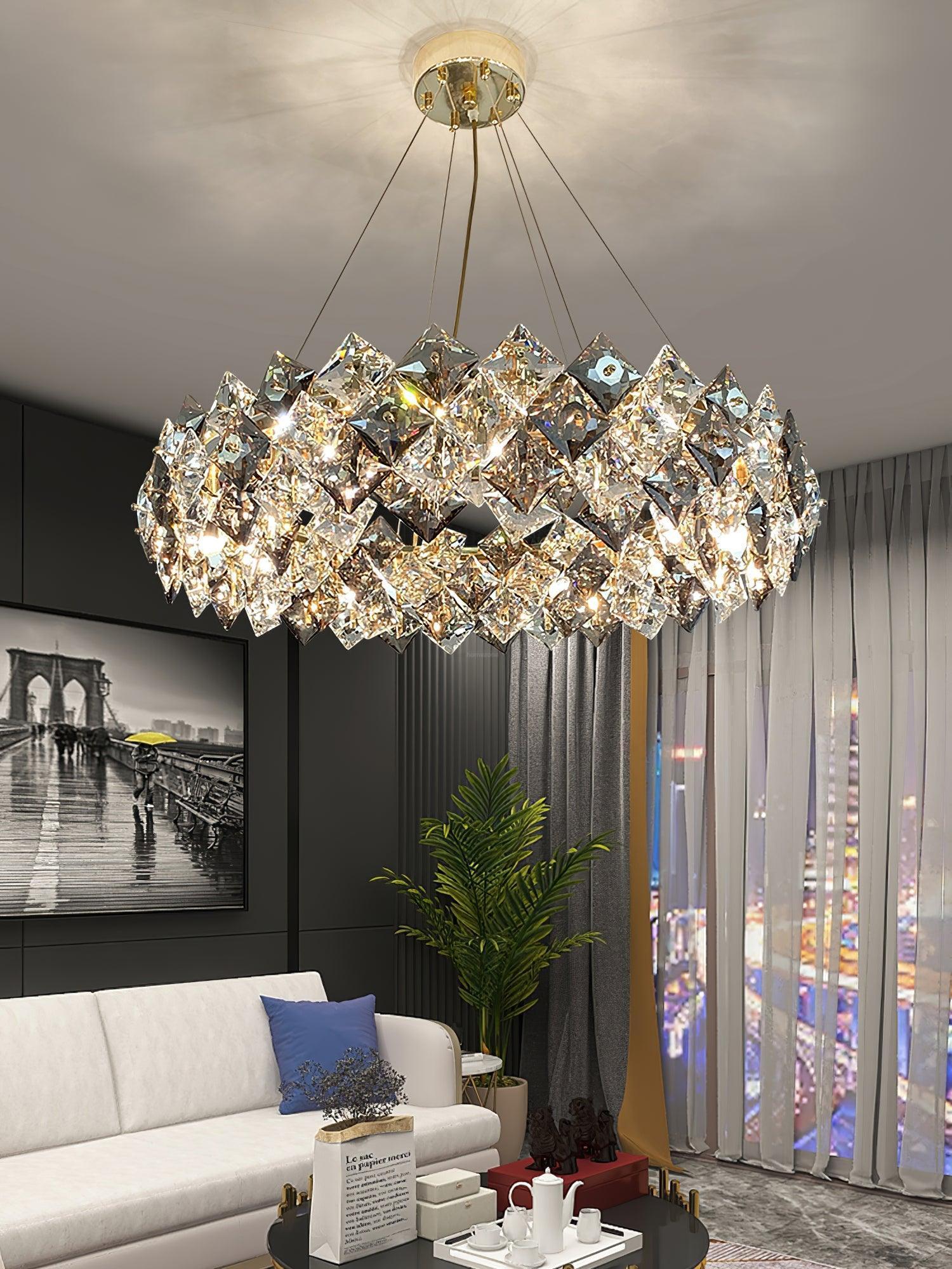 Scale Crystal Round Chandelier Φ 23.6″-Sylvia Space
